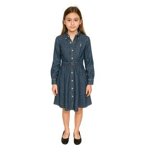 Polo Ralph Lauren Girl's Belted Denim Shirtdress 16